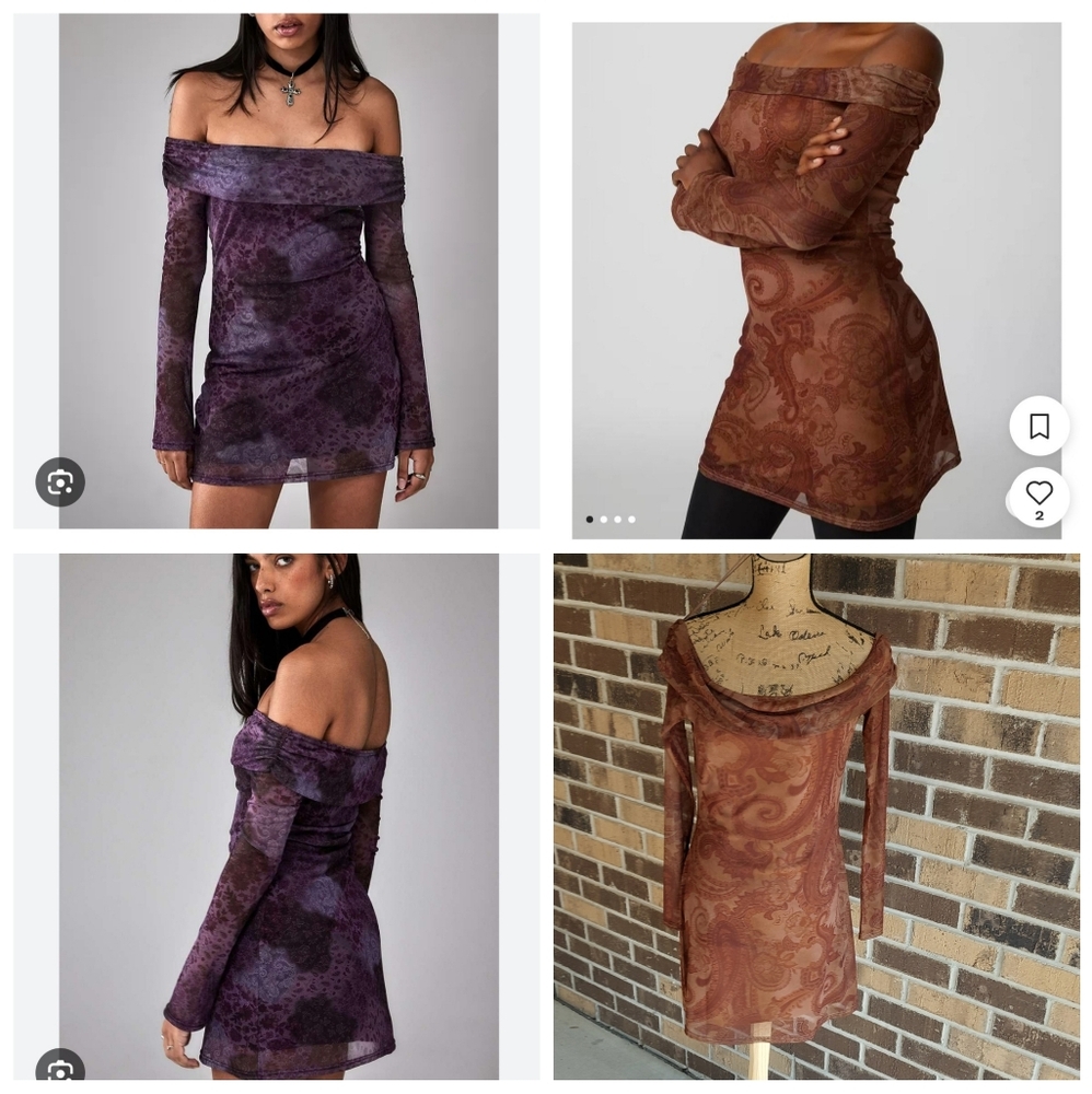 NWT Urban Outfitters Paisley Mesh Off Shoulder Dress